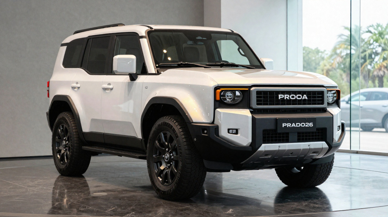 SUV branco estacionado em ambiente interno com rodas pretas e design robusto.